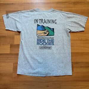 Vintage 1996 Denver Post Ride the Rockies Colorado Cycling Biking Gray Shirt XL